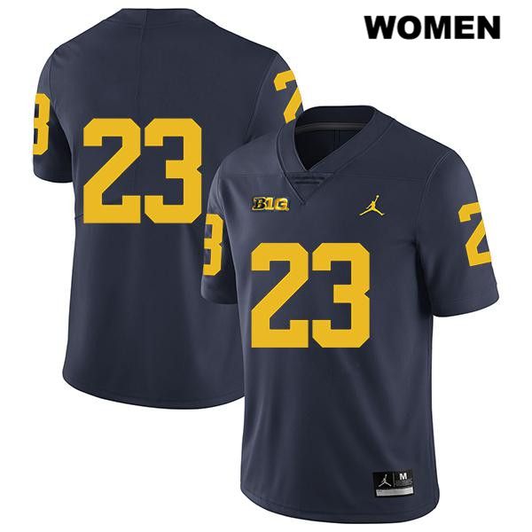 Women's NCAA Michigan Wolverines Michael Barrett #23 No Name Navy Jordan Brand Authentic Stitched Legend Football College Jersey GT25O36EO